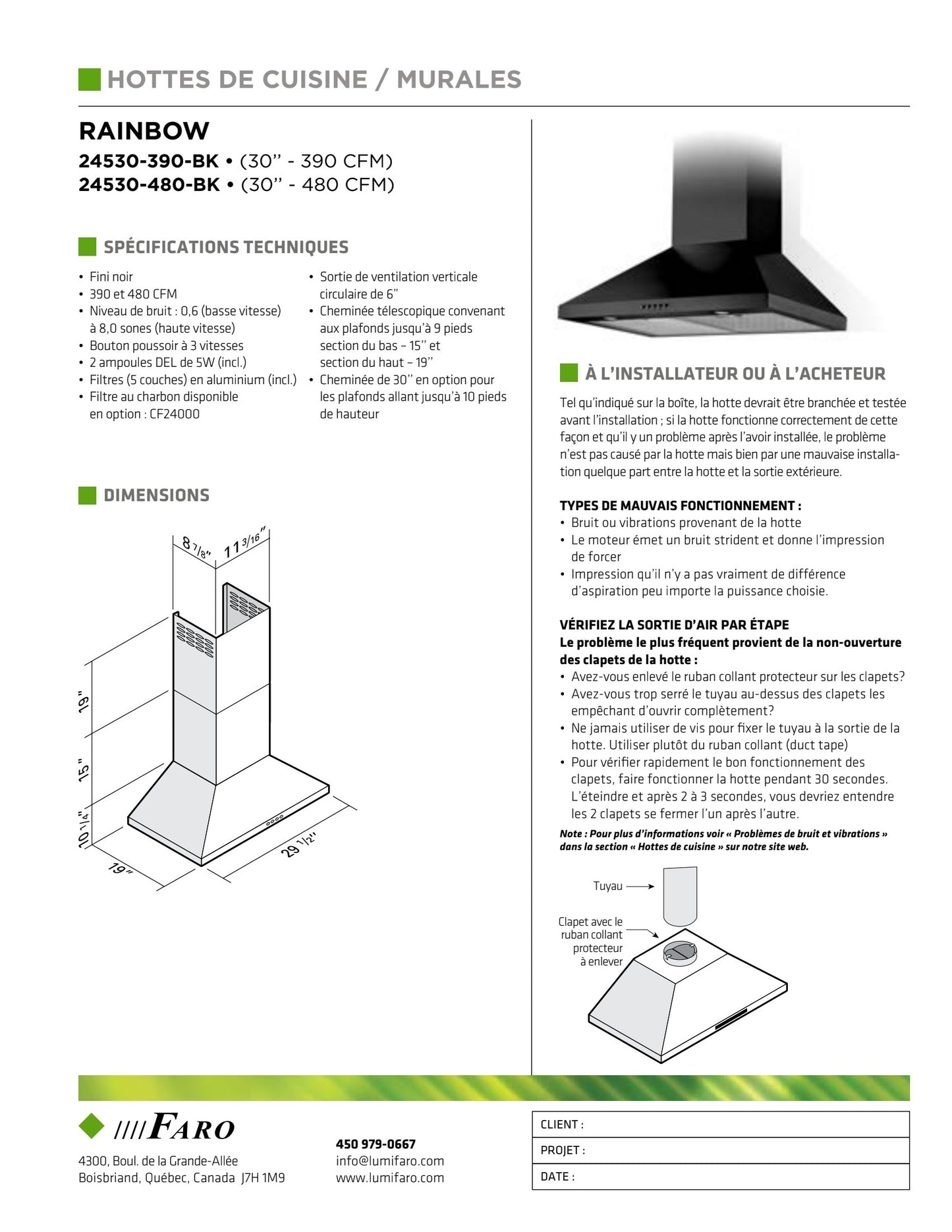 HOTTE RAINBOW CHEMINÉE 24530-480-BK