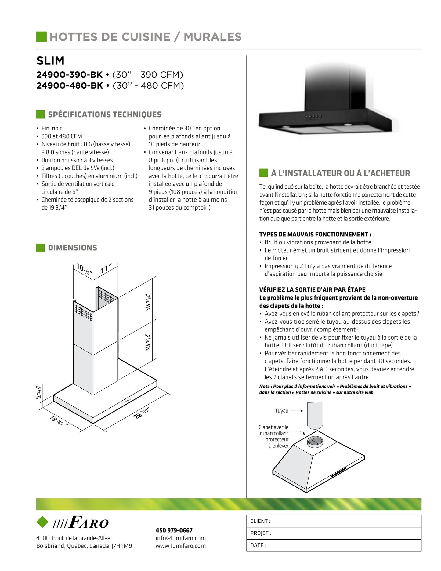 HOTTE SLIM CHEMINÉE 24900-480-BK